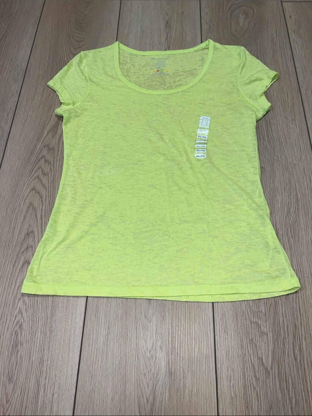 Vintage Jules & James Neon Yellow-Green Scoop Neck Short Sleeve Tee - Picture 7 of 12
